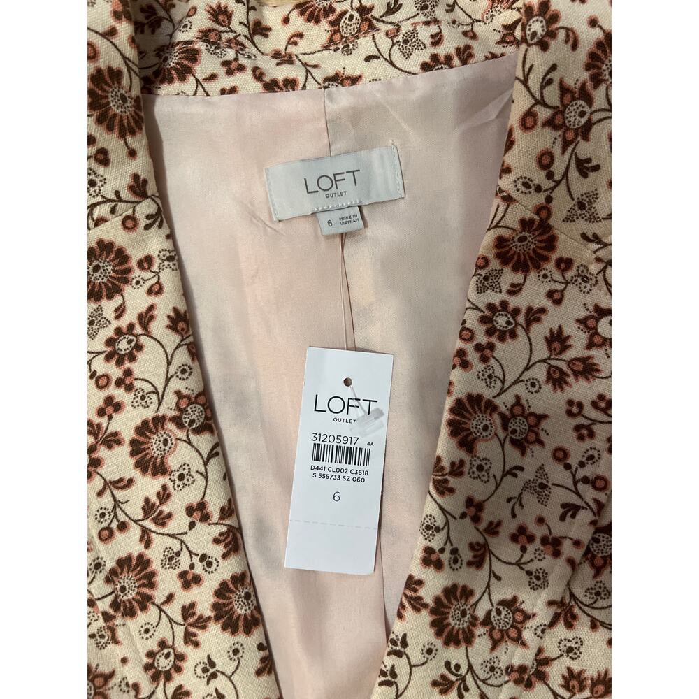 New with Tags LOFT Floral Print Linen Blend Blazer - Picture 3 of 7